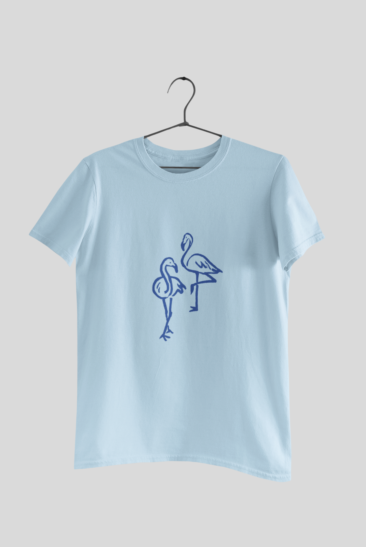 Azure Flamingos Minimalist Line Art