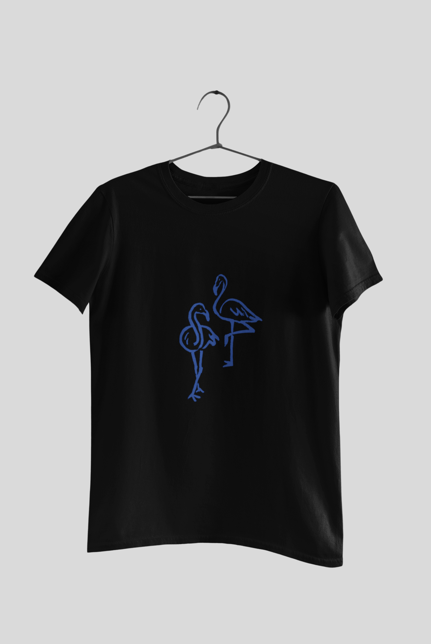 Azure Flamingos Minimalist Line Art