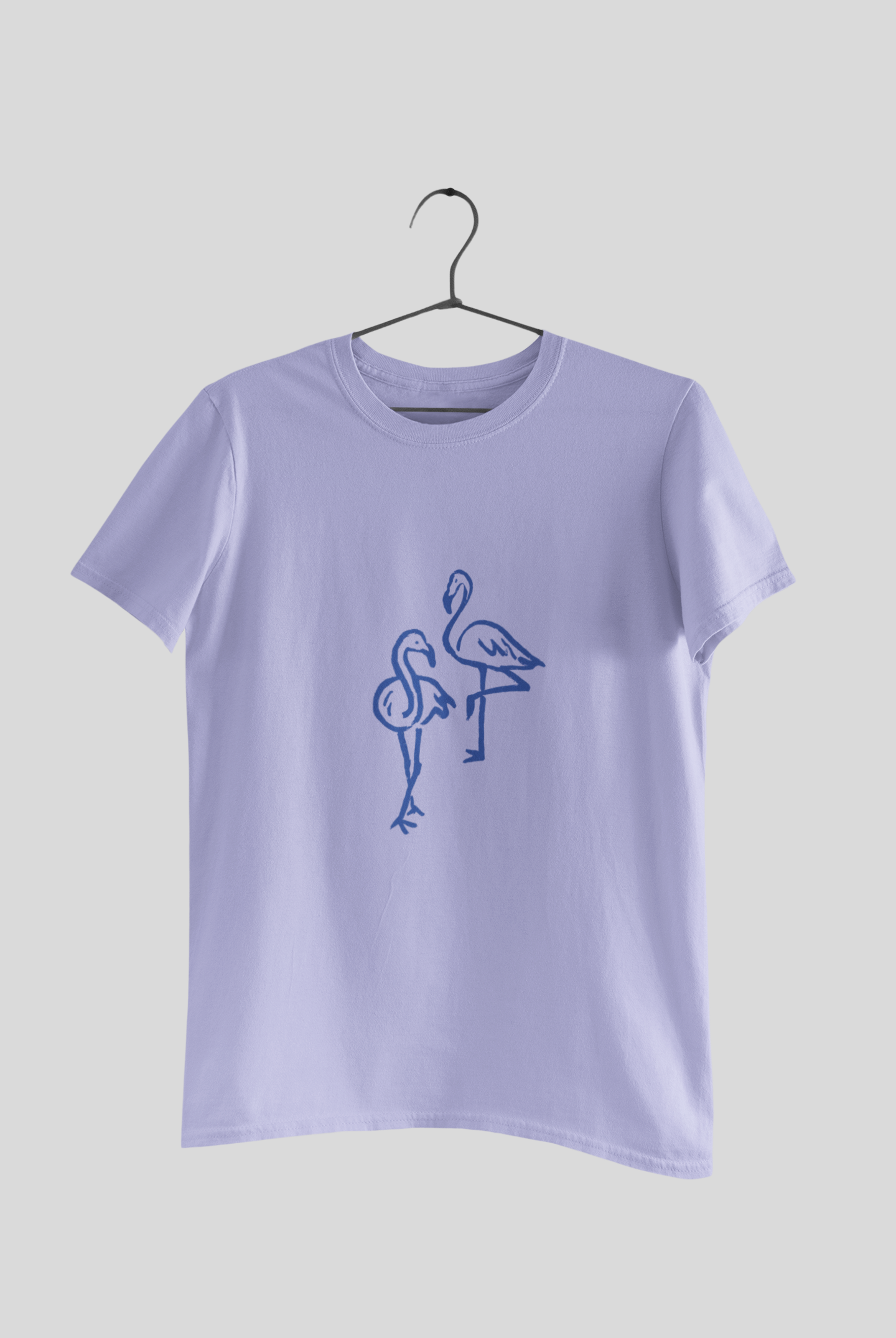 Azure Flamingos Minimalist Line Art