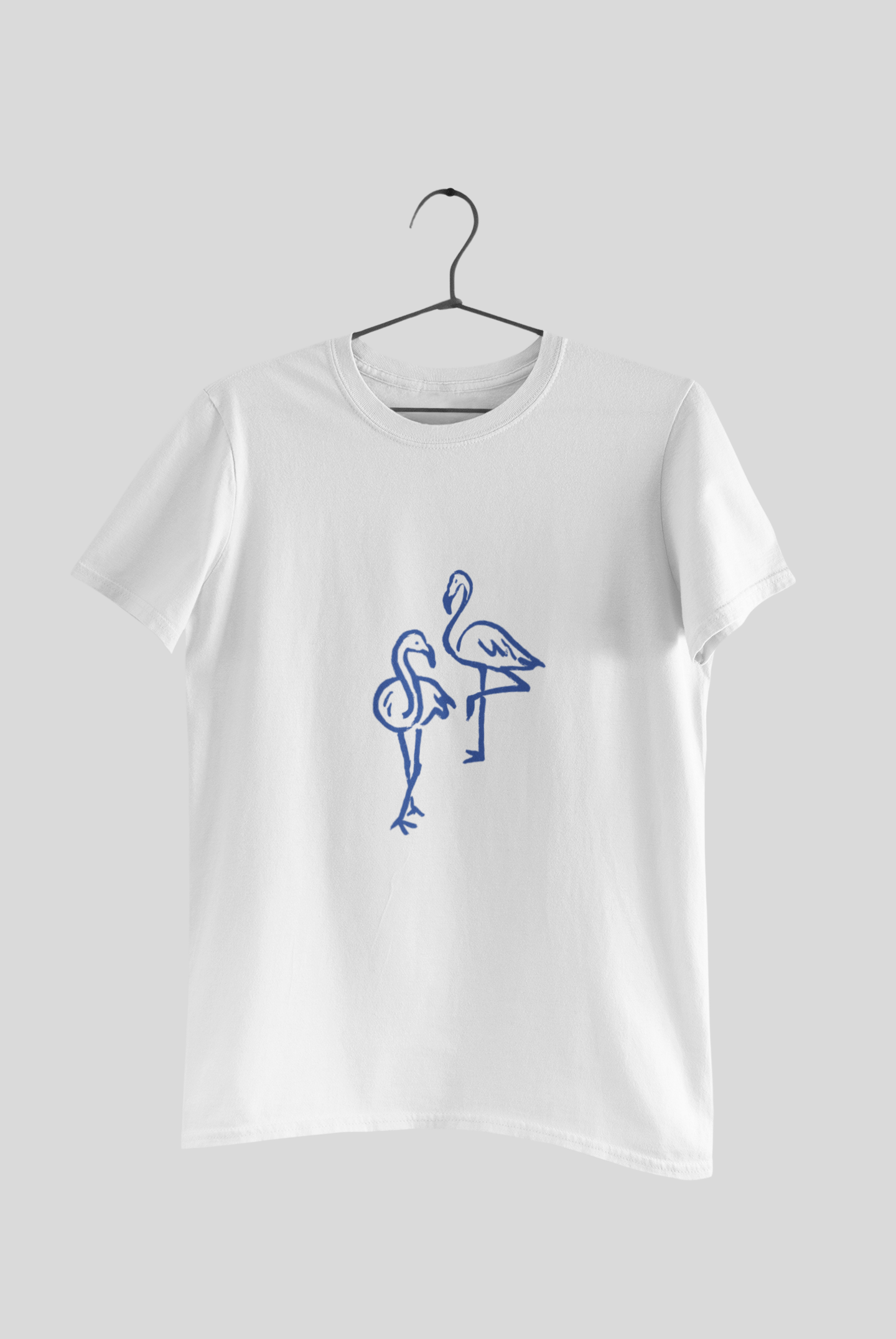 Azure Flamingos Minimalist Line Art
