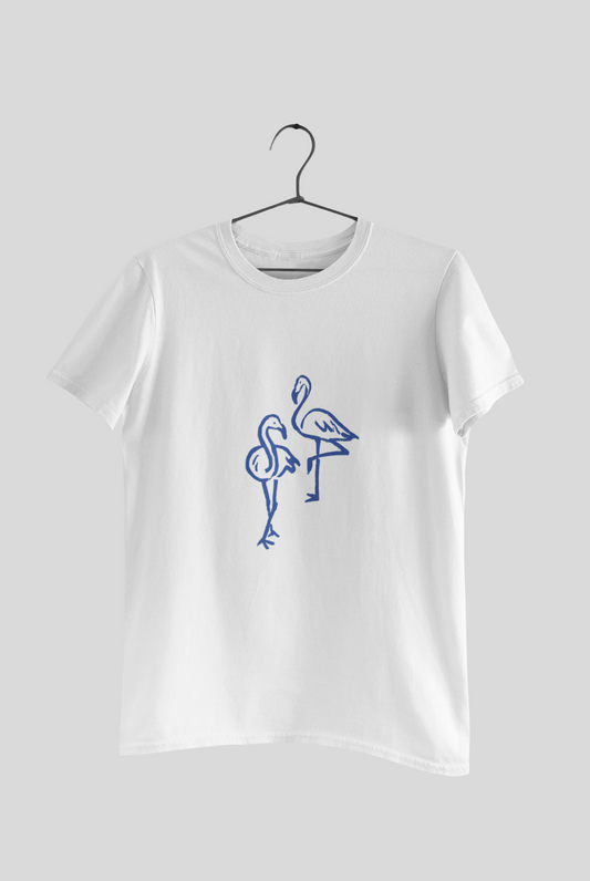 Azure Flamingos Minimalist Line Art